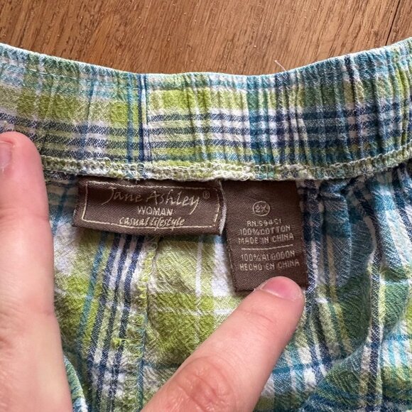 Jane Ashley Mid Rise Casual Lifestyle Crop Pants Plaid Women’s Size 2x - Picture 7 of 7